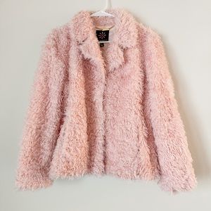 Isaac Mizrahi Live! Special Edition Pink Faux Fur Jacket Size Medium SOFT Fabric